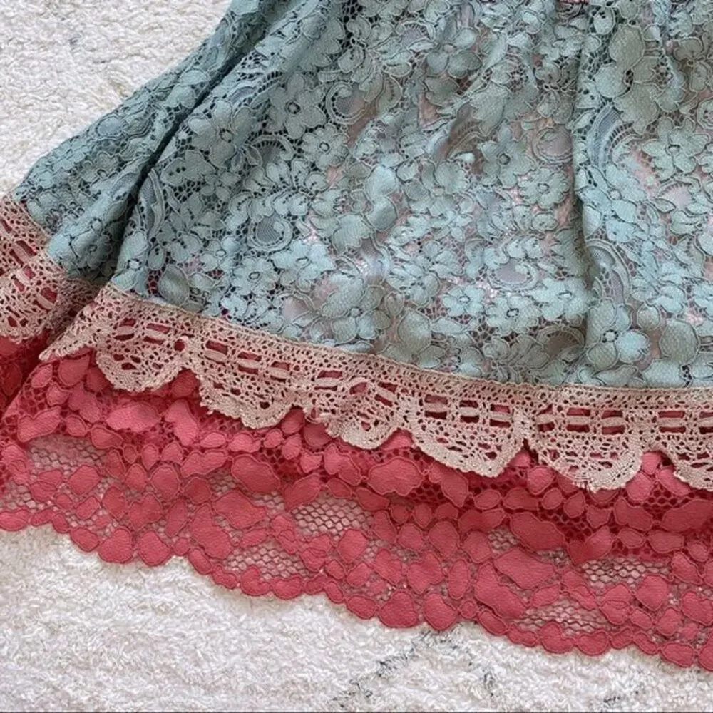 ALEXIS Vedette Victorian Lace Mini Dress Size L